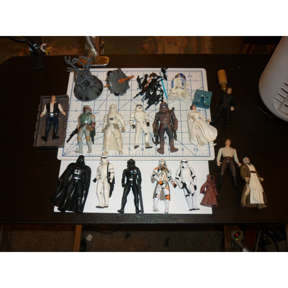 Star Wars Action Figures Lot 15 POTF2 Boba Fett Vader Han Carbonite Droids